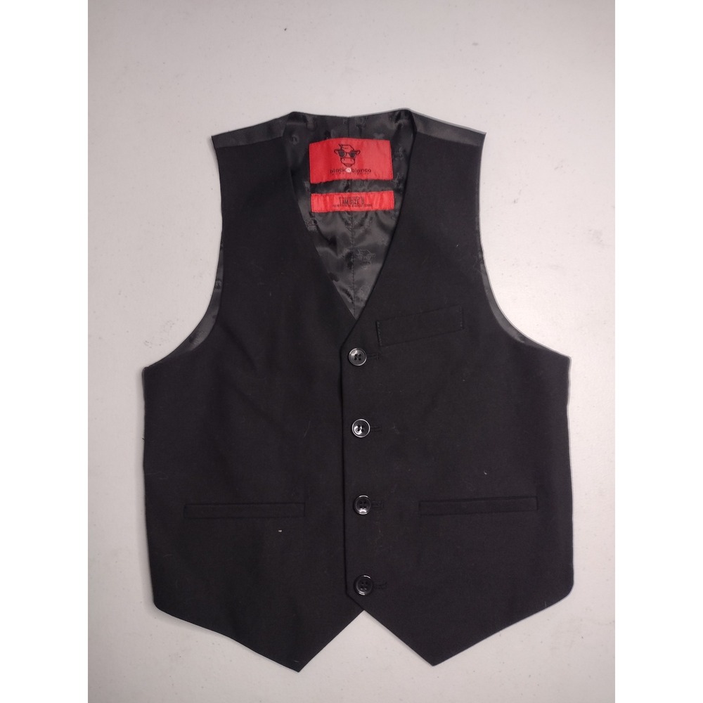Black‎ n Bianco Boys Black Formal Suit Vest Waistcoat Adjustable Back Size 6